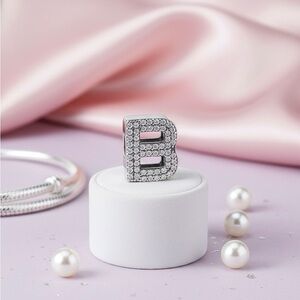 Charm for Bracelet Sterling Silver 925 letter “B”